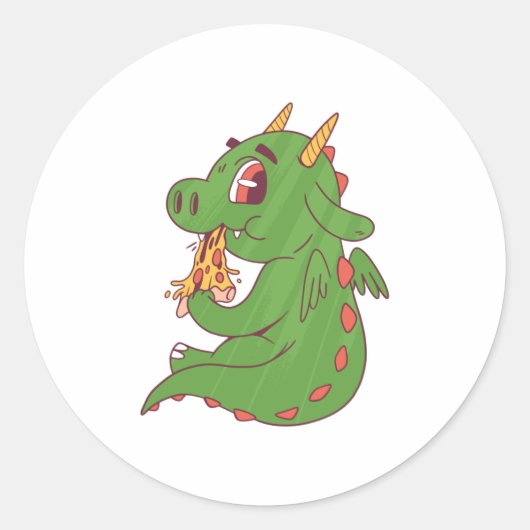 Sticker Rond Pizza Dragon Bébé (Devant)