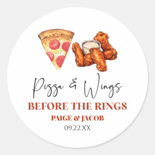 Sticker Rond Pizza et ailes avant le dîner de répétition des ai
