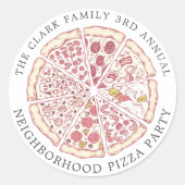 Sticker Rond Pizza, Événement Texte personnalisé à thème (Devant)