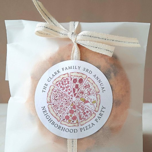 Sticker Rond Pizza, Événement Texte personnalisé à thème