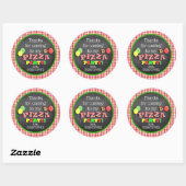 Sticker Rond Pizza fête anniversaire Merci (Feuille)