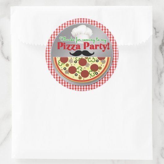 Sticker Rond Pizza fête anniversaire Merci (Sac)