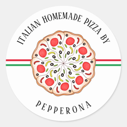 Sticker Rond pizza italienne maison personnalisée boutique d'af (Devant)