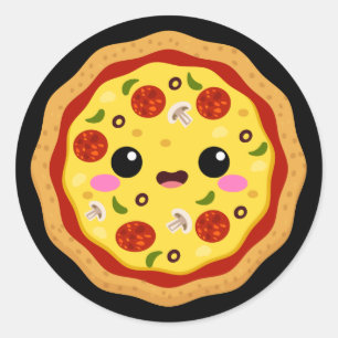 Sticker Rond pizza Kawaii mignonne