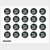 Sticker Rond Pizza mangeant du requin Amusant Pizza Lover (Feuille)