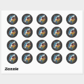 Sticker Rond Pizza mangeant du requin Amusant Pizza Lover (Feuille)