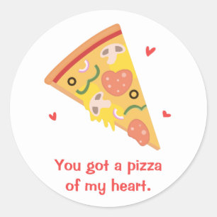 Sticker Rond Pizza mignonne de mon coeur Pun Amour Humour