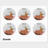 Sticker Rond Pizza moderne +Baby shower de briques de bière (Feuille)