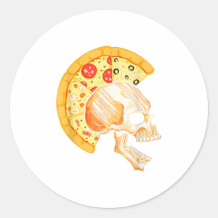 Sticker Rond Pizza Mohawk Rock Cheval Skull Skeleton Rocker