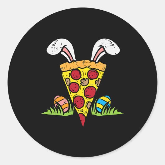 Sticker Rond Pizza Pâques Slice Bunny Oars Amusants Snack (Devant)