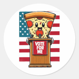 Sticker Rond pizza patriotique votez pour moi