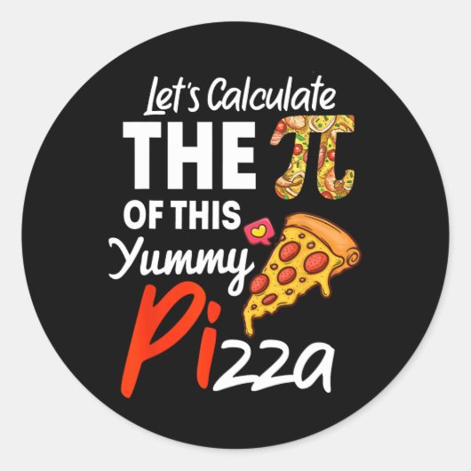 Sticker Rond Pizza Pun De Jour National Funny Enseignant Math E (Devant)