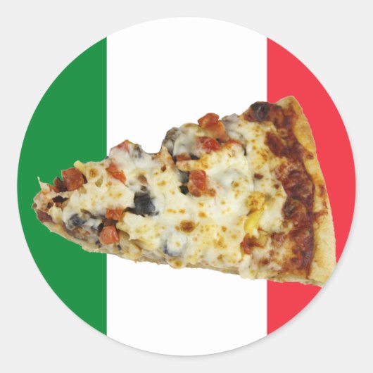 Sticker Rond Pizza Slice sur les couleurs du drapeau italien (Devant)