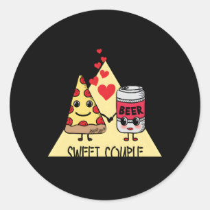 Sticker Rond Pizza Sucrée Et Bière