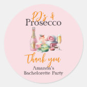 Sticker Rond Pjs et Prosecco Spa rose Bachelorette Party (Devant)
