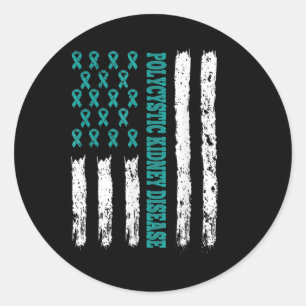 Sticker Rond Pkd Connaissance De La Maladie Du Rein Ruban Turqu