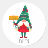 Sticker Rond Placard de retenue Gnome mignon avec voeux (Devant)