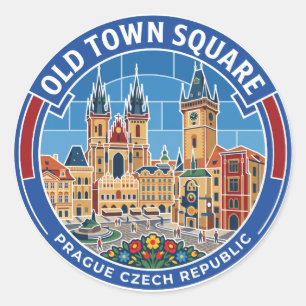 Sticker Rond Place de la Vieille-Ville, Prague République tchèq