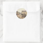 Sticker Rond Place du Théâtre Français, Paris Rain de Pissarro (Sac)