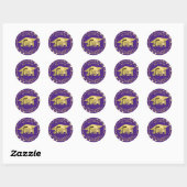 Sticker Rond Plafond de diplôme Purple Gold Stars Nom 2021 (Feuille)