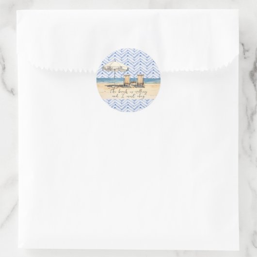 Sticker Rond Plage (Sac)