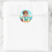Sticker Rond Plage amusant enfant (Sac)