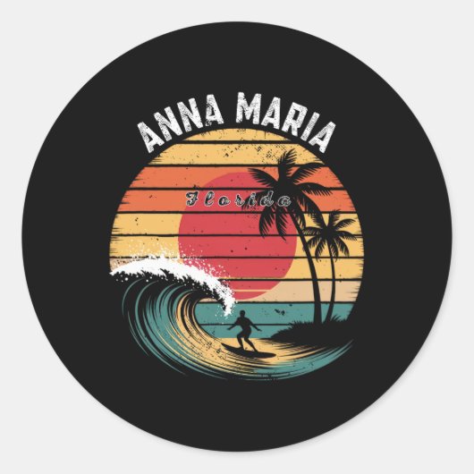 Sticker Rond Plage Anna Maria Floride Surf (Devant)