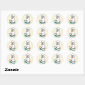 Sticker Rond Plage Babe Bichon Frise (Feuille)
