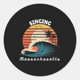 Sticker Rond Plage chantante Machusetts femmes hommes faisant d