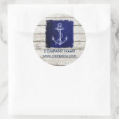 Sticker Rond plage chic bois nautique marine bleu ancre (Sac)