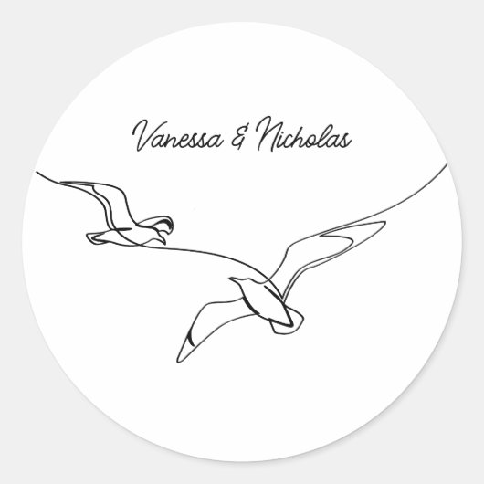 Sticker Rond Plage côtière Mariage vacances d'été Fiançailles  (Devant)