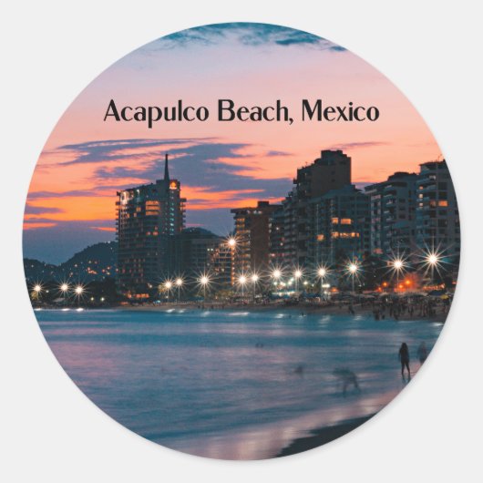 Sticker Rond Plage d'Acapulco, Mexique (Devant)