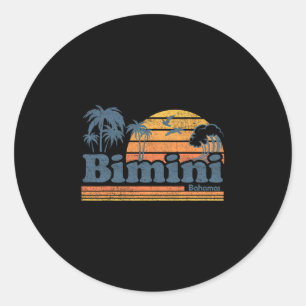 Sticker Rond Plage de Bimini Hamas Vacances d'été Soleil Rétro