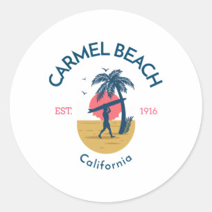 Sticker Rond Plage de Carmel Carmel By-the-sea Californie Surf