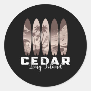 Sticker Rond Plage de Cedar Long Island Planche de surf Hommes