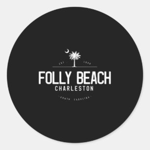 Sticker Rond Plage de Folly Beach Caroline du Sud Surf