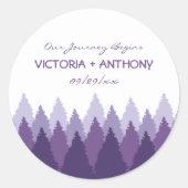 Sticker Rond Plage de forêt violette Bois Mariage Faveur (Devant)