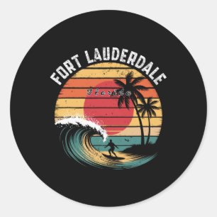 Sticker Rond Plage de Fort Lauderdale Floride Plage Surf