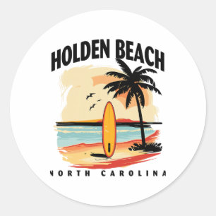 Sticker Rond Plage de Holden Beach Caroline du Nord Planche de