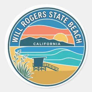 Sticker Rond Plage de l'État Will Rogers Californie