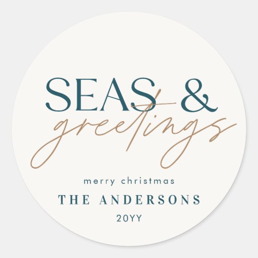 Sticker Rond plage de l'océan moderne photo famille (Devant)