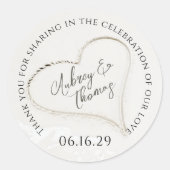 Sticker Rond Plage de mariage Merci Sand Heart  (Devant)