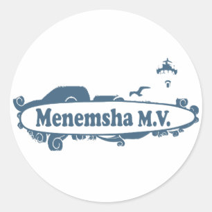 Sticker Rond Plage de Menemsha - conception de surf