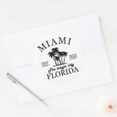 Sticker Rond Plage de Miami City en Floride (Enveloppe)