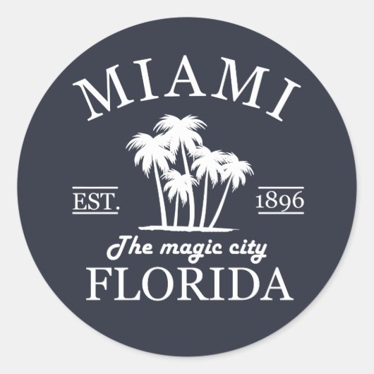 Sticker Rond Plage de Miami City en Floride (Devant)