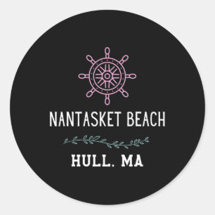 Sticker Rond Plage de Nantasket tendance à Hull Machusetts Vaca