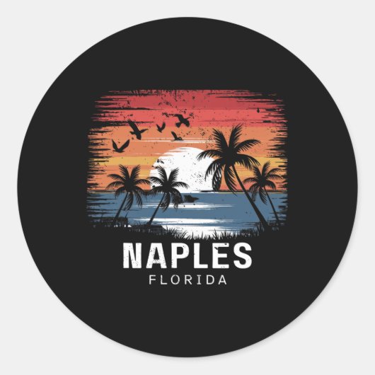 Sticker Rond Plage de Naples Floride Surfant Surfeur (Devant)