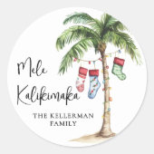 Sticker Rond Plage de Noël Mele Kalikimaka (Devant)