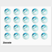 Sticker Rond Plage de PixDezines Crabe Bleu Monogram (Feuille)