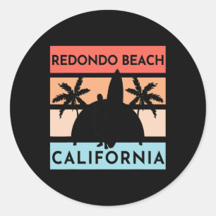 Sticker Rond Plage de Redondo Californie Surf Vacances d'été Vi